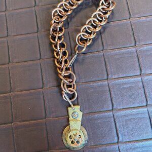 Reclaimed Copper Chainmaille Bracelet with Copper Charm 8 1/2"